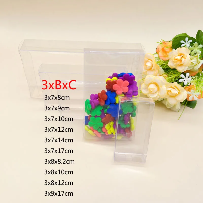 50pcs 3xBxC Clear PVC Small Boxes Open 2 Sides Transparent Plastic Boxes for Wedding Christmas Candy Storage Gift Packaging Box
50pcs 3xBxC Clear PVC Small Boxes Open 2 Sides Transparent Plastic Boxes for Wedding Christmas Candy Storage Gift Packaging Box