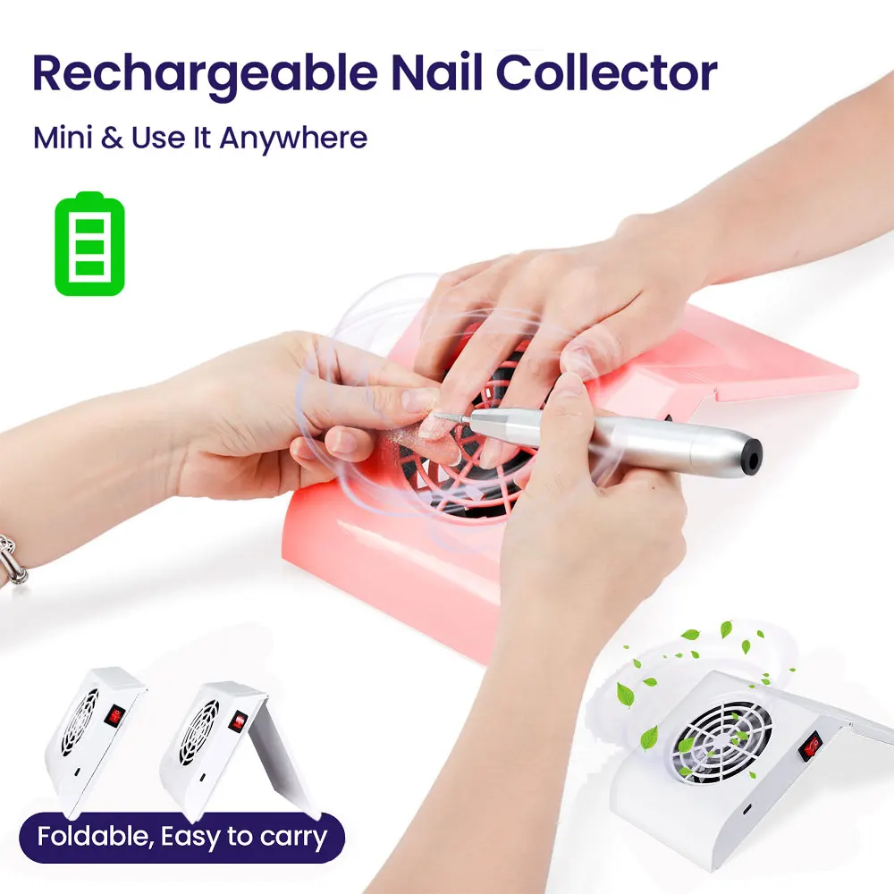 Mini Wireless Nail Dust Collector Portable Nail Vacuum Cleaner Folding Nail Dust Extractor Fan with Dust Filter Bag
Mini Wireless Nail Dust Collector Portable Nail Vacuum Cleaner Folding Nail Dust Extractor Fan with Dust Filter Bag