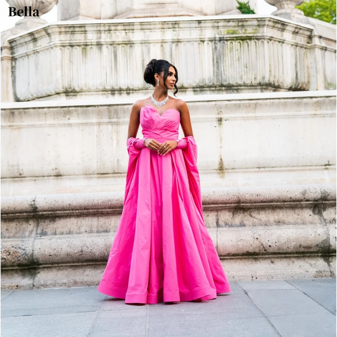 Bella Customized Bright Pink Satin Prom Dresses Elegant Strapless Ball Gown vestidos de noche Sweetheart Formal Evening 2026
Bella Customized Bright Pink Satin Prom Dresses Elegant Strapless Ball Gown vestidos de noche Sweetheart Formal Evening 2026