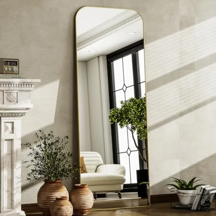 Full Length Mirror for Living Room Bedroom Cloakroom, Aluminum Frame, Silver, Rounded Corner Design with Stand for Hanging or L
Full Length Mirror for Living Room Bedroom Cloakroom, Aluminum Frame, Silver, Rounded Corner Design with Stand for Hanging or L