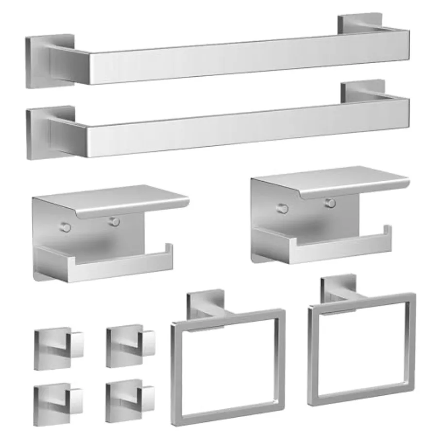 Brushed Nickel Towel Bar Set 10 Pieces Stainless Steel Bathroom Accessories with 2×16 Inch Towel Bars 2×Toilet Paper Holders 2×
Brushed Nickel Towel Bar Set 10 Pieces Stainless Steel Bathroom Accessories with 2×16 Inch Towel Bars 2×Toilet Paper Holders 2×