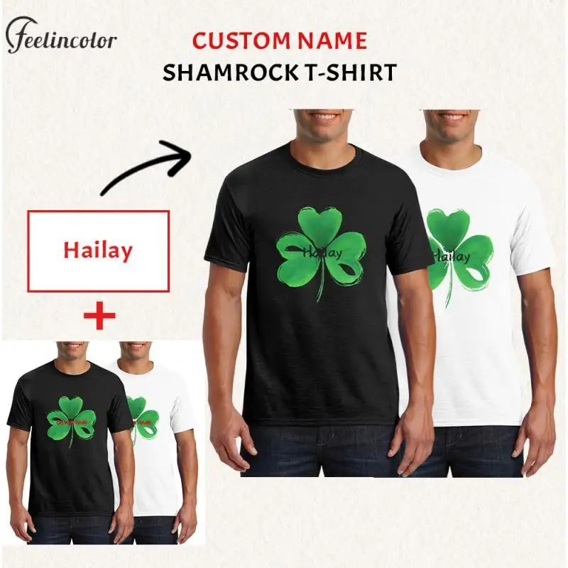 Custom Name Clover T-Shirt for Men DIY Your Design St. Patrick's Day Tee Cotton Tops Holiday T-Shirts Black White Streetwear
Custom Name Clover T-Shirt for Men DIY Your Design St. Patrick's Day Tee Cotton Tops Holiday T-Shirts Black White Streetwear