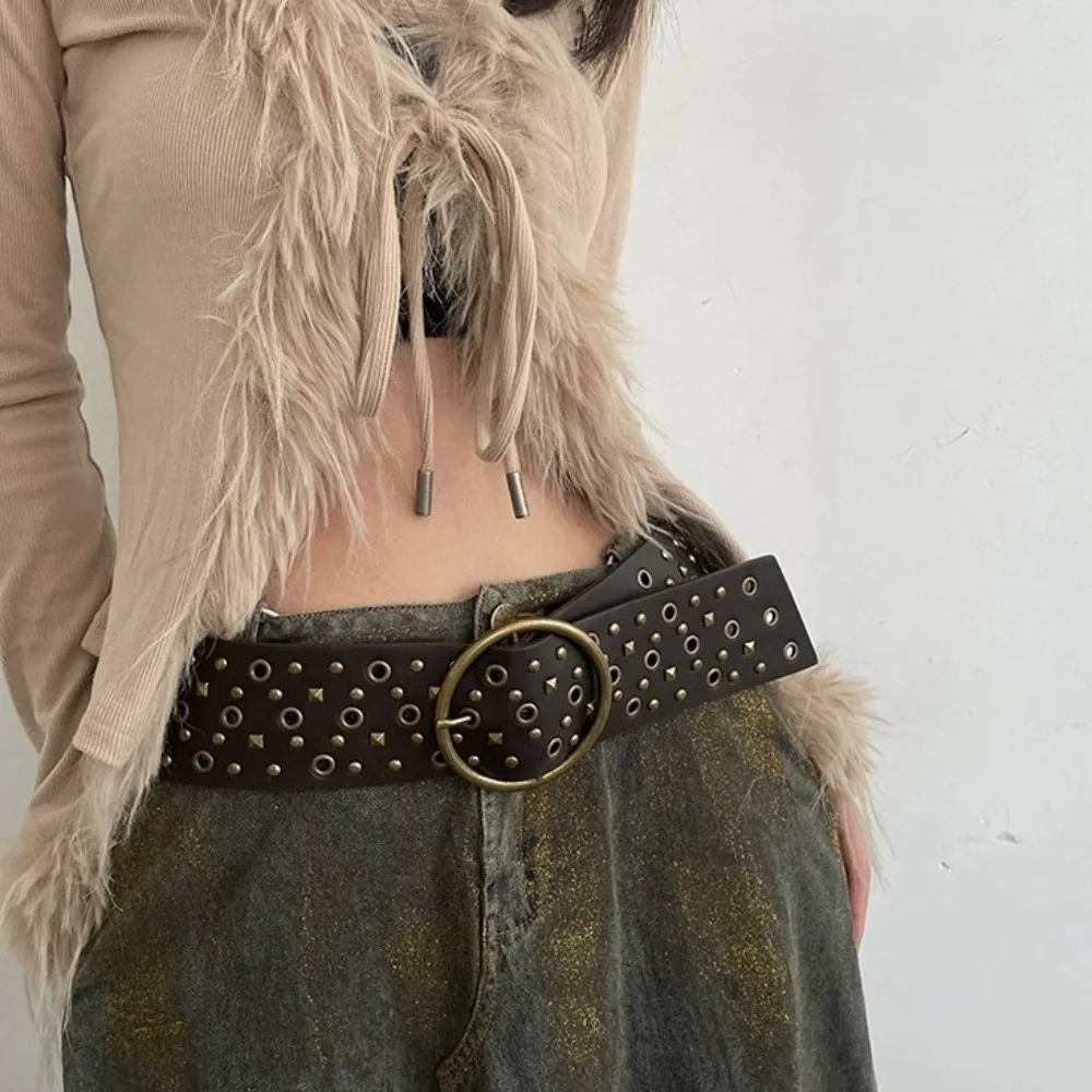 Fashion Rivet Cowgirl Belt Y2K Round Buckle Wide Waistband Harajuku Aesthetic PU Leather Belt Girl
Fashion Rivet Cowgirl Belt Y2K Round Buckle Wide Waistband Harajuku Aesthetic PU Leather Belt Girl