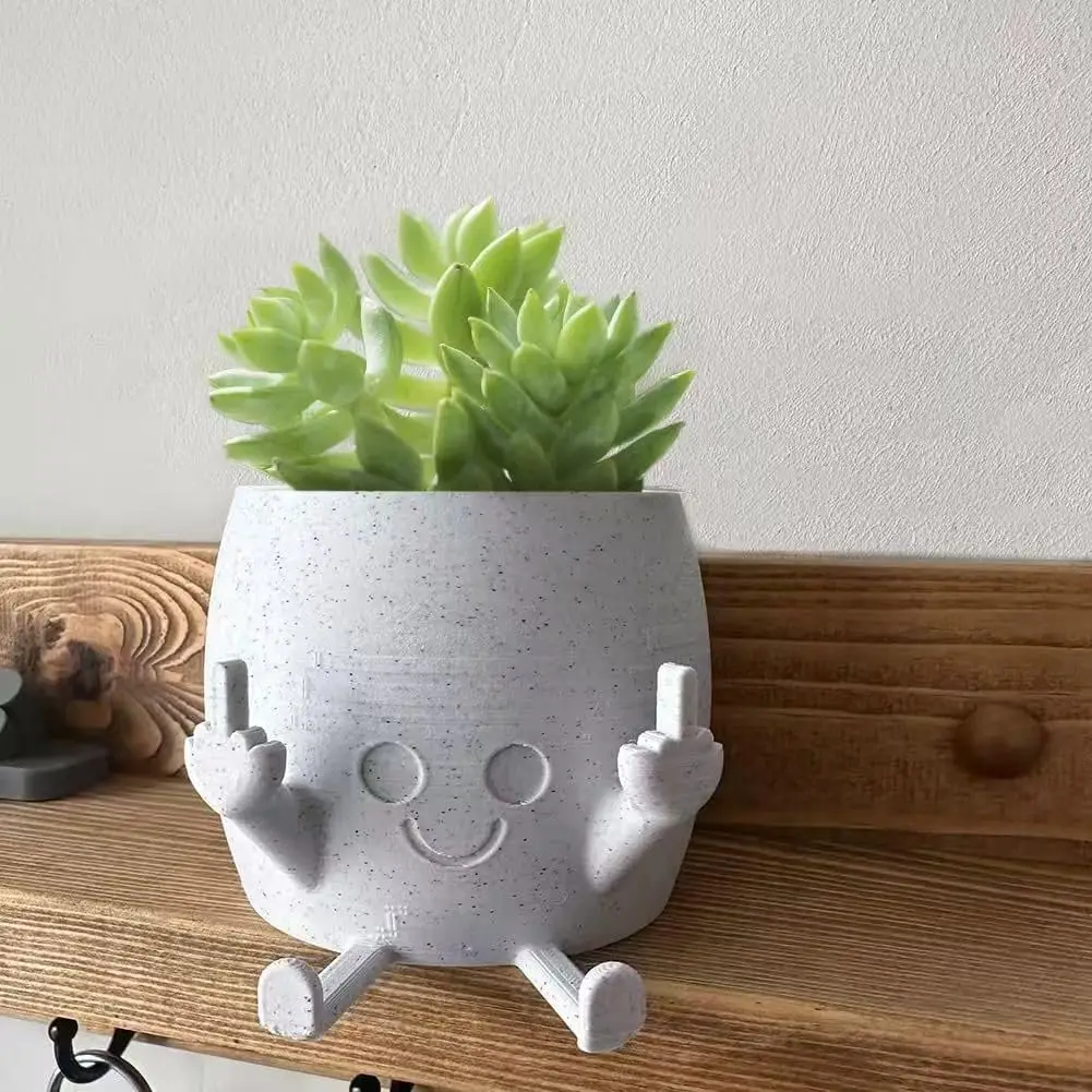 Funny Smiling Plant Pot with Middle Finger Up, Resin Succulent Planter for Indoor Outdoor Decor
Funny Smiling Plant Pot with Middle Finger Up, Resin Succulent Planter for Indoor Outdoor Decor