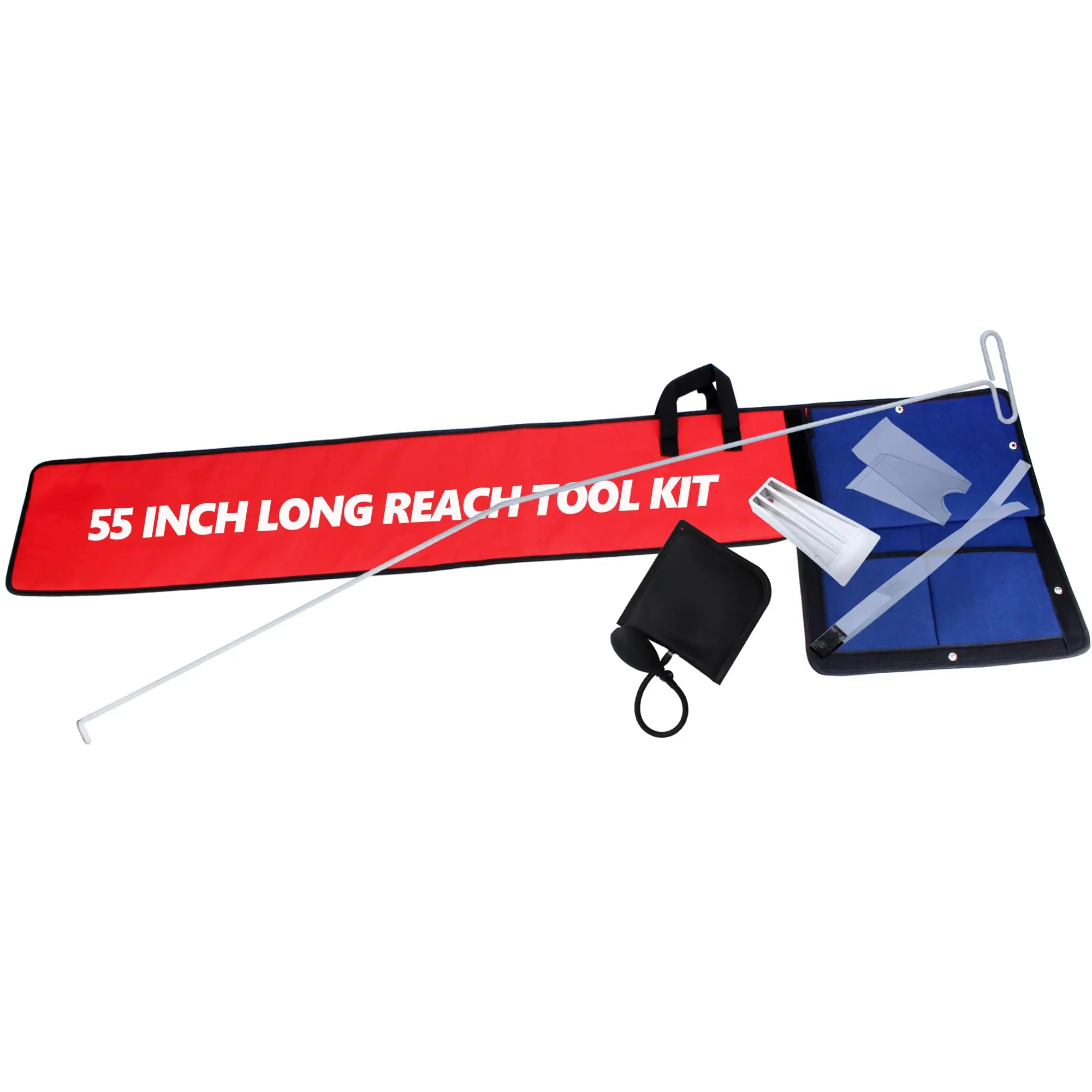 55 Inch Long Reach Tool Kit With J-Hook Air Wedge Pump Non-Marring Wedge And Carry Bag
55 Inch Long Reach Tool Kit With J-Hook Air Wedge Pump Non-Marring Wedge And Carry Bag