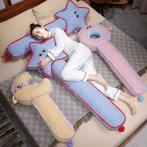 Cute Star Moon Donut Long Plush Pillow Ice Silk Cooling Cushion Soft Sleep Body Pillow Soft Bed Decor Birthday Gift