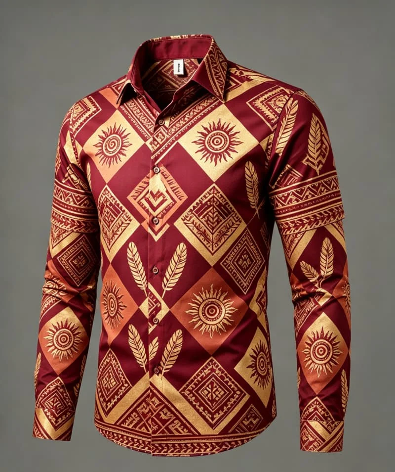 Men's casual long sleeved lapel shirt with diamond patterned print design, for street style, for both vacation and daily wear.
Men's casual long sleeved lapel shirt with diamond patterned print design, for street style, for both vacation and daily wear.