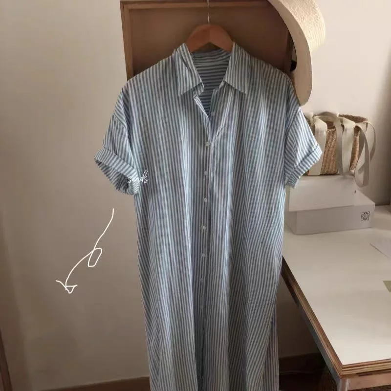 Women Spring Summer Cotton Linen Striped Shirt Dress Ladies Casual Loose Single Breasted Short Sleeve Dress 2024 New Fashion 356
Women Spring Summer Cotton Linen Striped Shirt Dress Ladies Casual Loose Single Breasted Short Sleeve Dress 2024 New Fashion 356