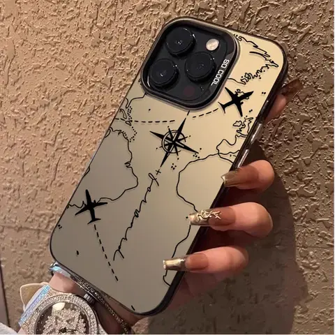 Plating Case for Samsung Galaxy S24 S23 S22 S21 Ultra Plus FE A54 A34 A24 A14 A73 A53 A33 5G Note 20 Airplane Route Design Cover