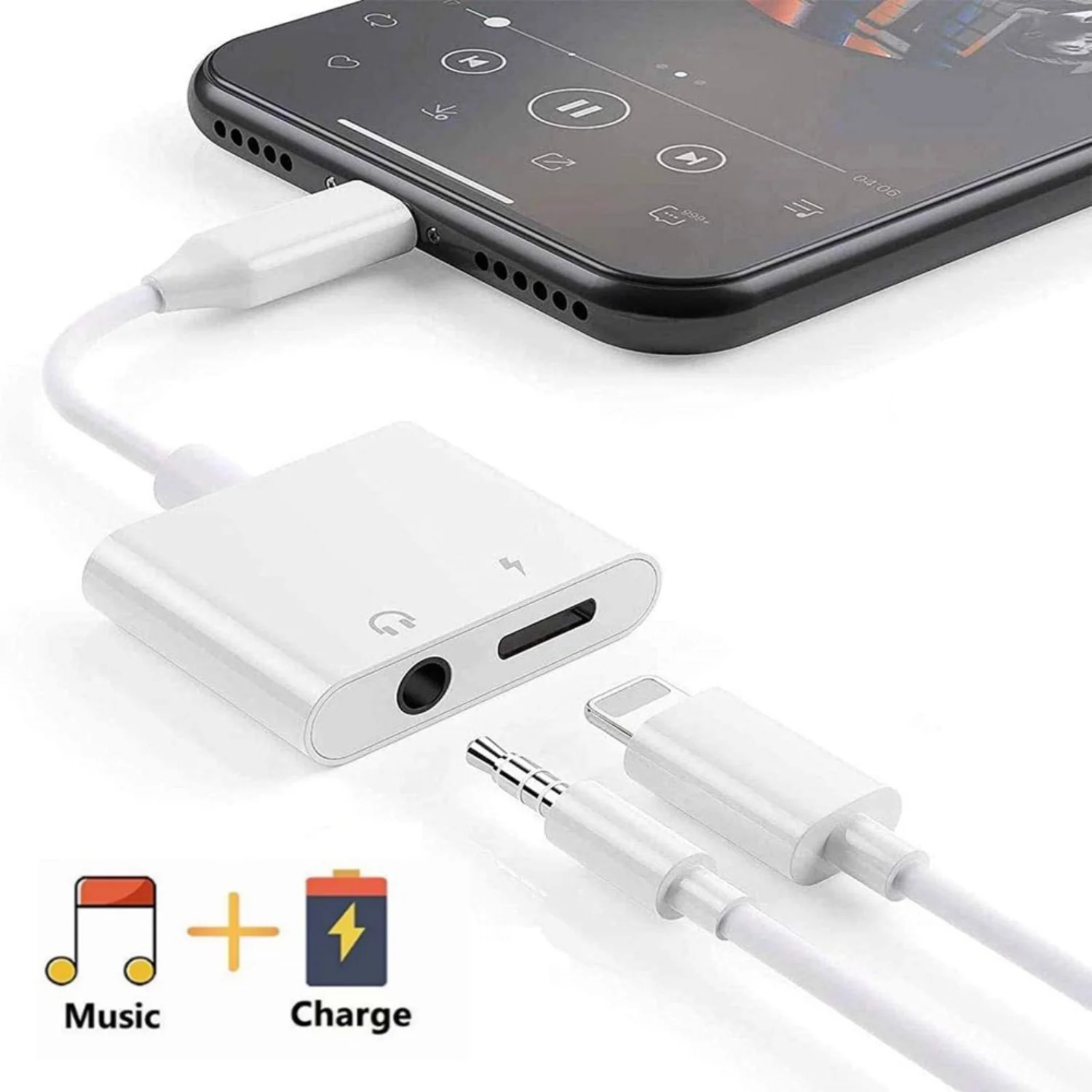 3.5mm Headphone Adapter Dual Ports Dongle Charger Jack & AUX Audio Earphone Accessory for iPhone 11/11 Pro/X/8/7 Plus/8 - Plug a
3.5mm Headphone Adapter Dual Ports Dongle Charger Jack & AUX Audio Earphone Accessory for iPhone 11/11 Pro/X/8/7 Plus/8 - Plug a