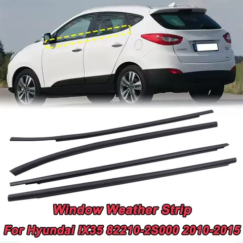 4Pcs/set Window Glass Weatherstrip For Hyundai IX35 82210-2S000 2010-2015 Car Door Window Waterproof Sealing Strip Black Trim