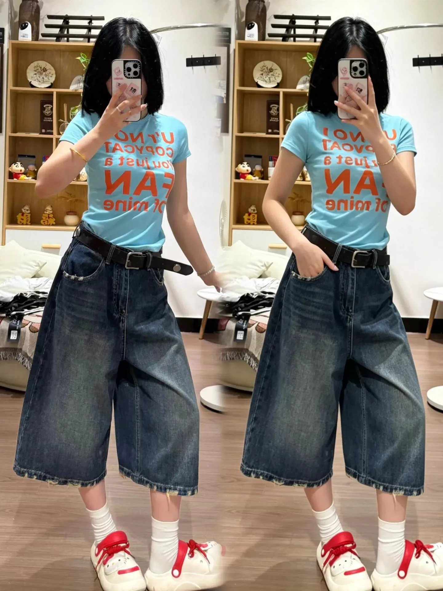 plus Size Women's Vintage Blue Seven-Five Jeans High Waist Wide Leg Pants Faded Wash Casual Summer Slimming Bootcut Denim
plus Size Women's Vintage Blue Seven-Five Jeans High Waist Wide Leg Pants Faded Wash Casual Summer Slimming Bootcut Denim