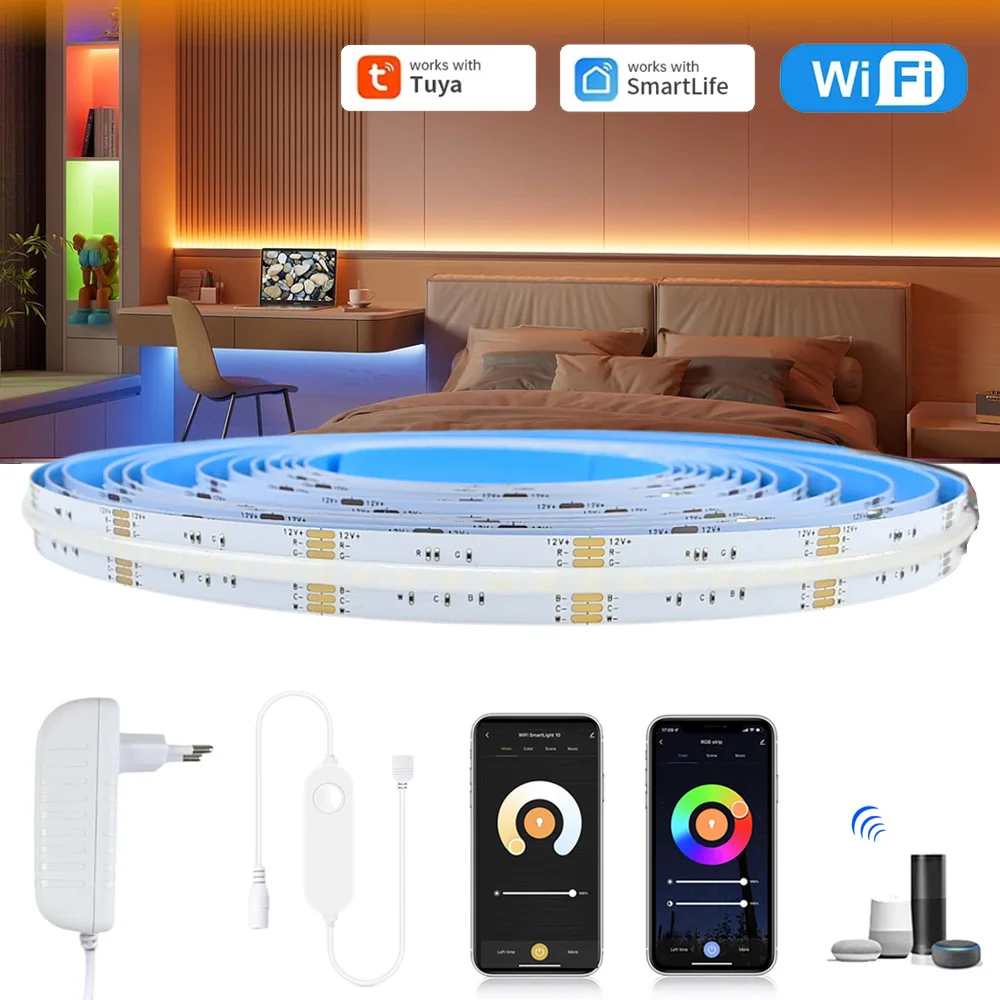 Светодиодная лента Tuya WiFi COB RGB + CCT 12 В, 1 м, 2 м, 3 м, 5 м RGBCW, гибкая регулируемая лампа для шкафа, белый декор комнаты, Alexa Google Assistant
Светодиодная лента Tuya WiFi COB RGB + CCT 12 В, 1 м, 2 м, 3 м, 5 м RGBCW, гибкая регулируемая лампа для шкафа, белый декор комнаты, Alexa Google Assistant