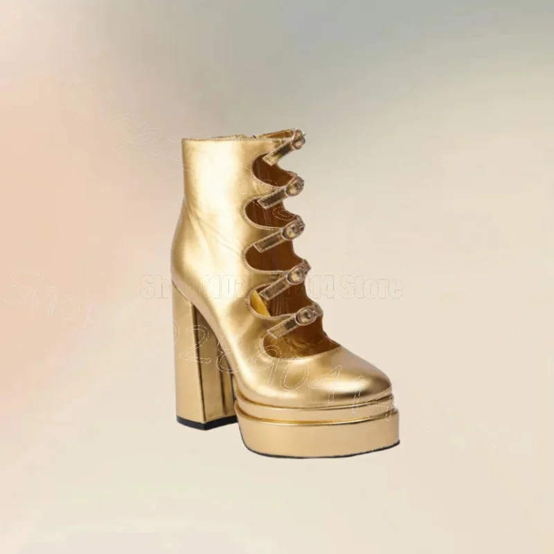 Gold Hollow Design Round Toe Buckle Pumps Side Zipper Women Shoes Chunky High Heels Party Feast Dating 2024 Zapatos Para Mujere
Gold Hollow Design Round Toe Buckle Pumps Side Zipper Women Shoes Chunky High Heels Party Feast Dating 2024 Zapatos Para Mujere