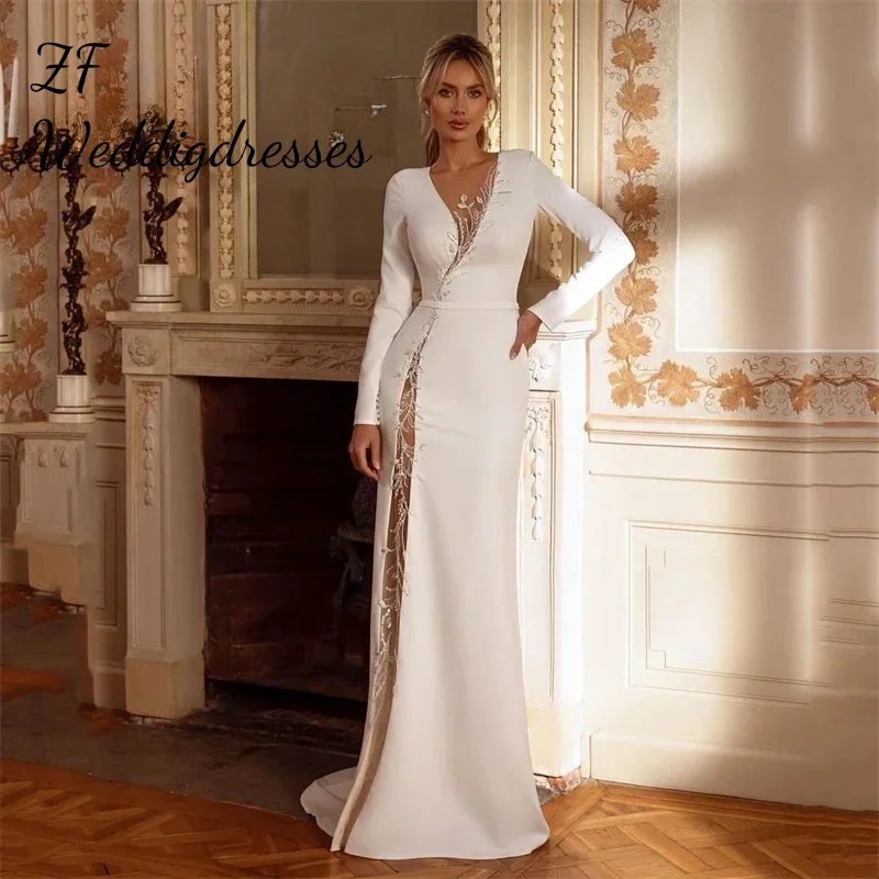 Cusomize To Measures Mermaid Wedding Dresses Women Illusion Back Lace O-Neck Long Sleeve Applique For Women Bridal Gown
Cusomize To Measures Mermaid Wedding Dresses Women Illusion Back Lace O-Neck Long Sleeve Applique For Women Bridal Gown