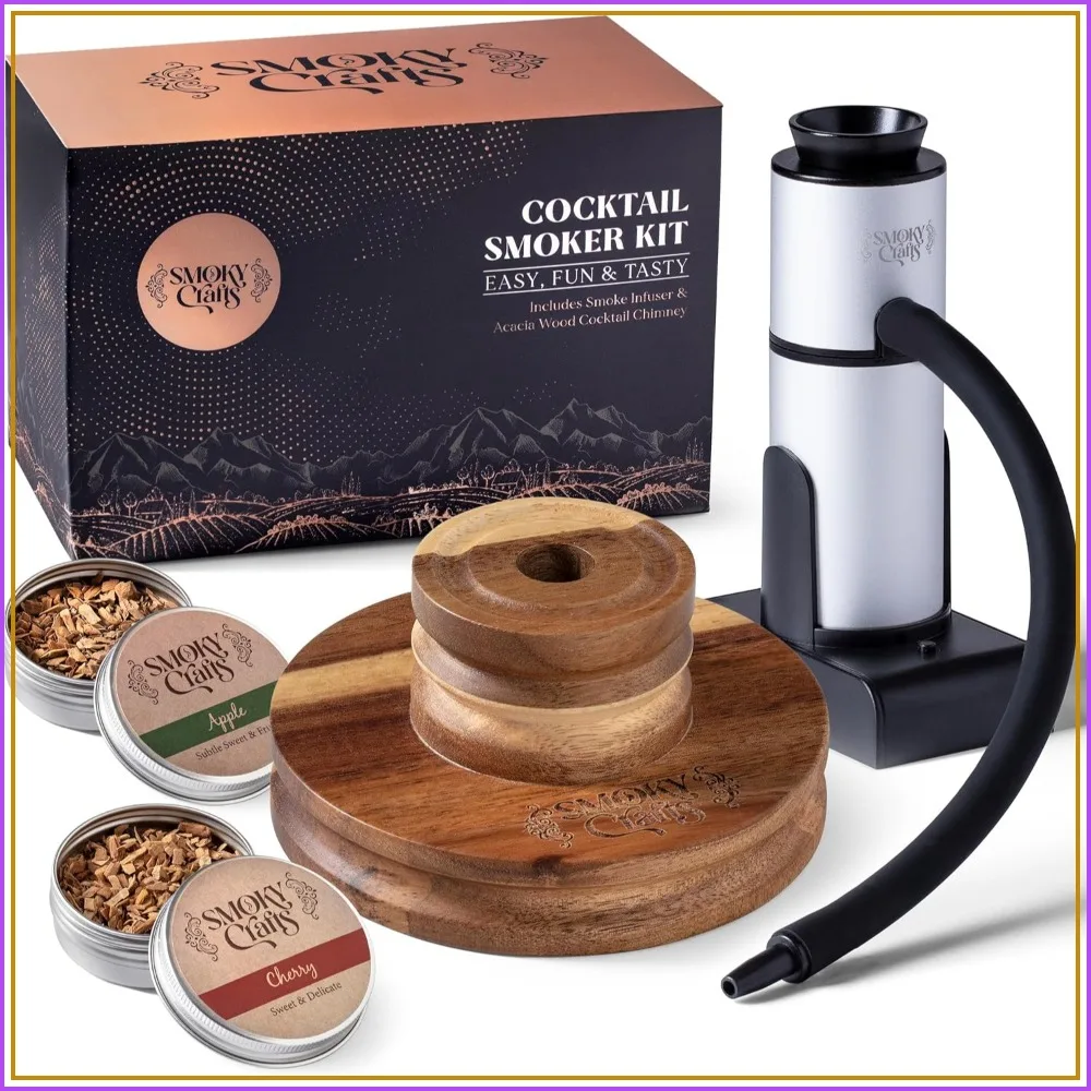 Whiskey Smoker Kit with Smoke Gun, Acacia Wood Top & Apple Cherry Chips - Old Fashioned Drink Smoker
Whiskey Smoker Kit with Smoke Gun, Acacia Wood Top & Apple Cherry Chips - Old Fashioned Drink Smoker