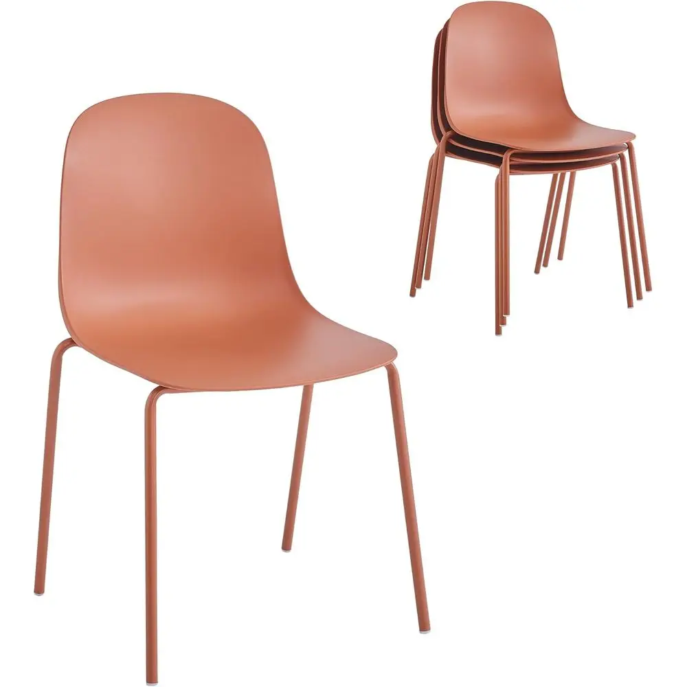 Set of 4 Stackable Plastic Dining Chairs, Suitable for Indoor/Outdoor Use with Metal Legs, Ideal for Kitchen, Dining Room, Cafes
Set of 4 Stackable Plastic Dining Chairs, Suitable for Indoor/Outdoor Use with Metal Legs, Ideal for Kitchen, Dining Room, Cafes