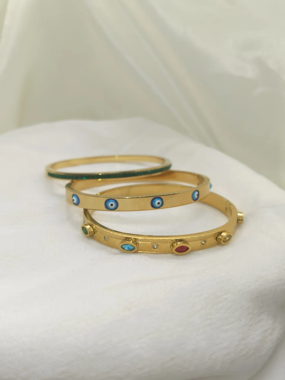 Unique Gold 316L Stainless Steel Greece Evil Eye/Emerald/Rainbow Marquise Zircon Cuff Bracelet Non-fading BangleJewelry Jewelry
Unique Gold 316L Stainless Steel Greece Evil Eye/Emerald/Rainbow Marquise Zircon Cuff Bracelet Non-fading BangleJewelry Jewelry