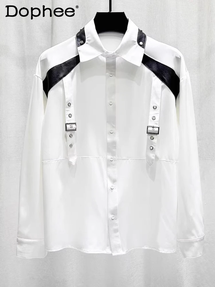 Men's 2025 Spring Niche Design Splicing Strap Shirts Men's Personality Contrast Color Trendy Loose Versatile Long-sleeve Shirt
Men's 2025 Spring Niche Design Splicing Strap Shirts Men's Personality Contrast Color Trendy Loose Versatile Long-sleeve Shirt