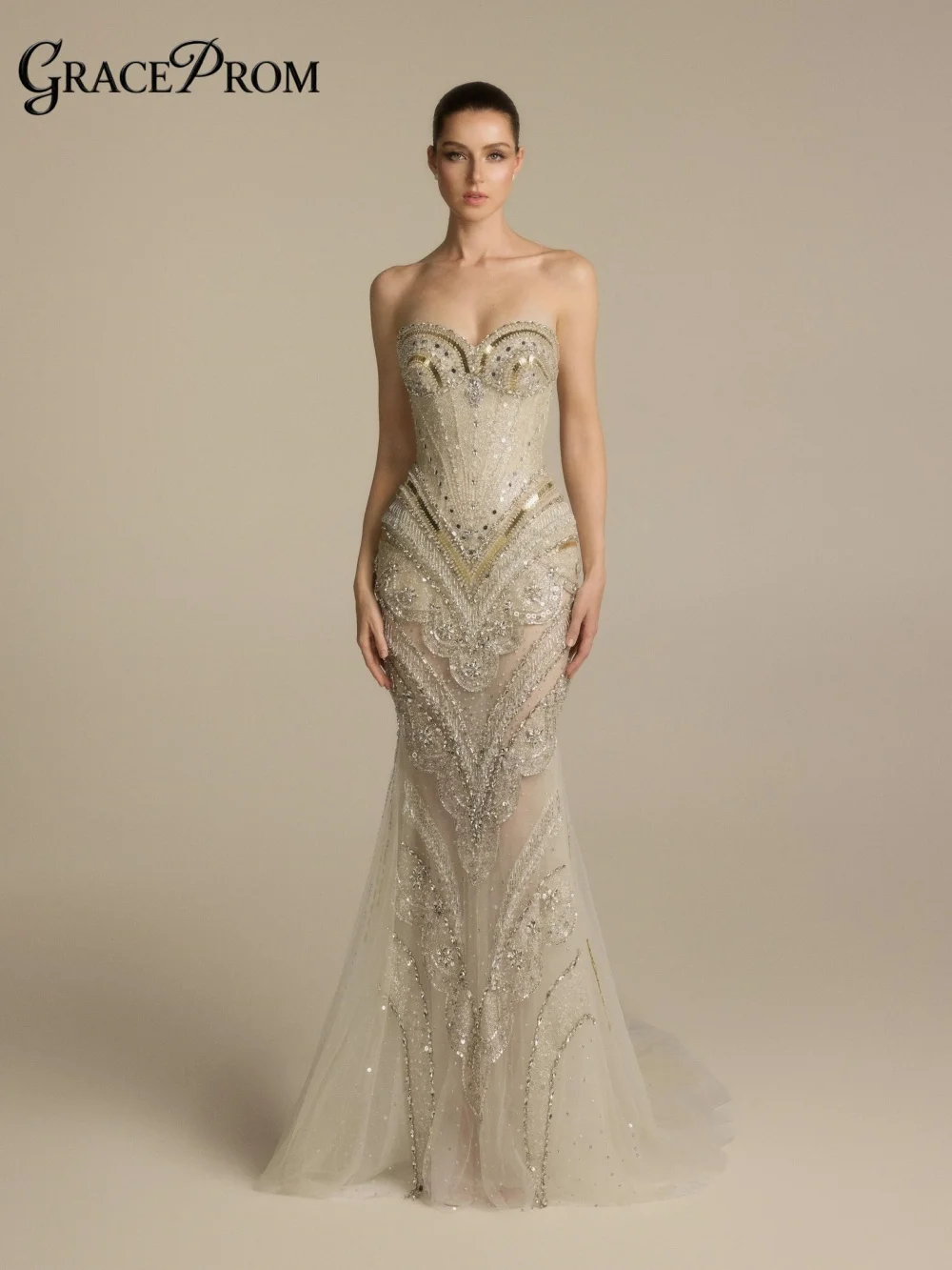 Luminous Crystal Beaded Strapless Evening Gown 2026 Elegant Mermaid Silhouette Formal Party Dress for Wedding Guests فساتين سهرة
Luminous Crystal Beaded Strapless Evening Gown 2026 Elegant Mermaid Silhouette Formal Party Dress for Wedding Guests فساتين سهرة