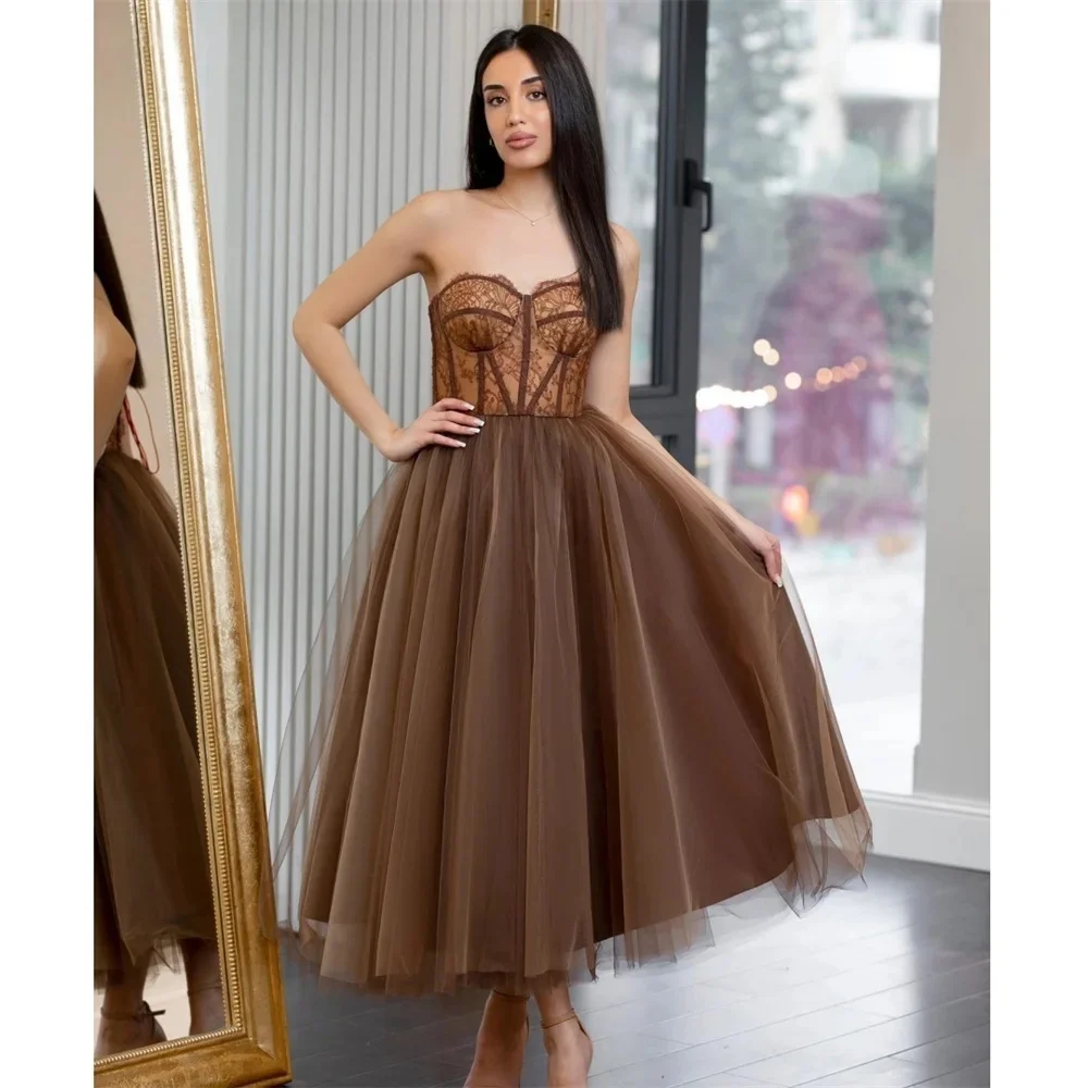 Brown Lace Sweetheart Long Bespoke Occasion Gown Evening Dresses Prom Pastrol Unisex Jersey Retro Dubai Saudi Arabic Customized
Brown Lace Sweetheart Long Bespoke Occasion Gown Evening Dresses Prom Pastrol Unisex Jersey Retro Dubai Saudi Arabic Customized