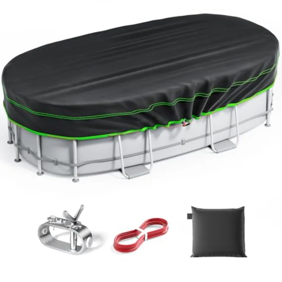 12x20 Ft Solar Pool Cover Protector for Winter Use: Heavy Duty Rectangular Waterproof Tear-Resistant Polyethylene Cover with Wi
12x20 Ft Solar Pool Cover Protector for Winter Use: Heavy Duty Rectangular Waterproof Tear-Resistant Polyethylene Cover with Wi