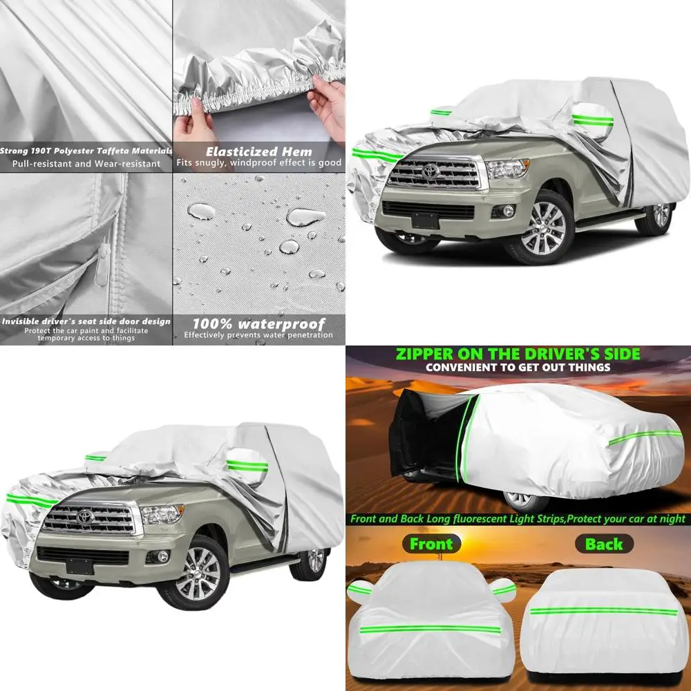 Всепогодный чехол для автомобиля Toyota Sequoia 2001-2025 с молниевидной застежкой на двери и ветрозащитными ремнями, защита от УФ-излучения, снега, дождя, пыли, града
Всепогодный чехол для автомобиля Toyota Sequoia 2001-2025 с молниевидной застежкой на двери и ветрозащитными ремнями, защита от УФ-излучения, снега, дождя, пыли, града