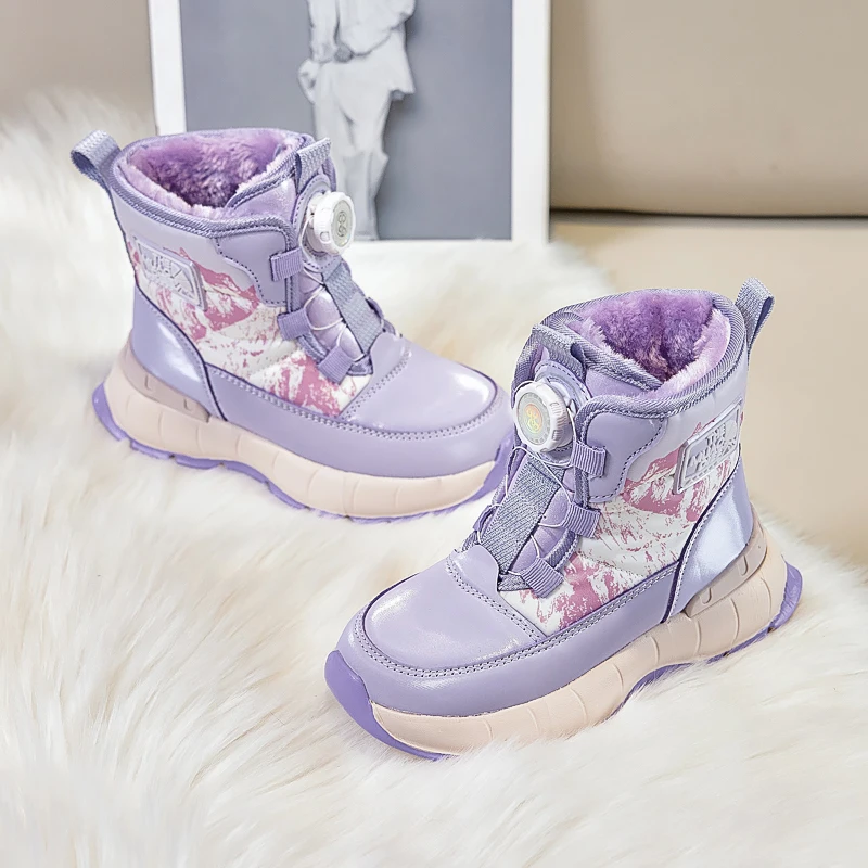 Trend Purple Winter Snow Boots For Girls Boys Rotary Buckle High Top Children's Cotton Shoes Outdoor Warm Plush Kids Ankle Boots
Trend Purple Winter Snow Boots For Girls Boys Rotary Buckle High Top Children's Cotton Shoes Outdoor Warm Plush Kids Ankle Boots