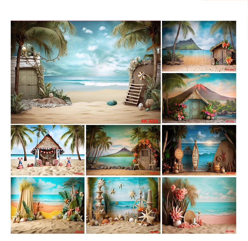 Summer Hawaiian Beach Backdrop Sky Ocean Tropical Flower Palm Leaves Surfboard Photography Background for Luau Aloha Party
Summer Hawaiian Beach Backdrop Sky Ocean Tropical Flower Palm Leaves Surfboard Photography Background for Luau Aloha Party