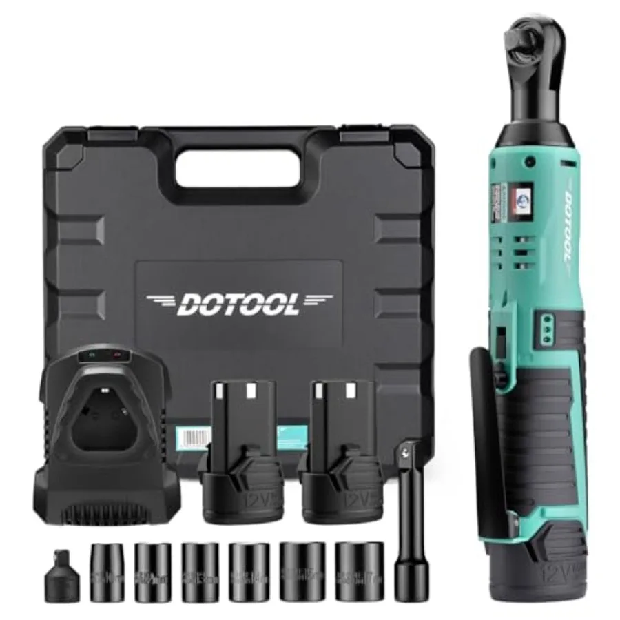 3/8'' Cordless Electric Ratchet Wrench Set, 40Ft-Lbs, 12V Power Ratchet Wrench Kit with 2 X 2.0Ah Battery, Variable Speed Trigg
3/8'' Cordless Electric Ratchet Wrench Set, 40Ft-Lbs, 12V Power Ratchet Wrench Kit with 2 X 2.0Ah Battery, Variable Speed Trigg