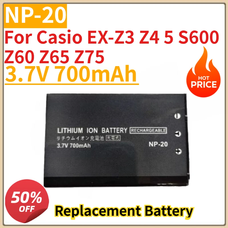 High Quality New NP-20 Camera Battery 3.7V 700mAh For Casio EX-Z3 Z4 5 S600 Z60 Z65 Z75 Replacement Battery
High Quality New NP-20 Camera Battery 3.7V 700mAh For Casio EX-Z3 Z4 5 S600 Z60 Z65 Z75 Replacement Battery