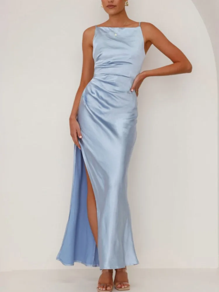 Women's Simple Solid Color Sexy Backless Split Mid-length Dress Summer Elegant Sleeveless Suspender Hollow High Waist Dresses
Women's Simple Solid Color Sexy Backless Split Mid-length Dress Summer Elegant Sleeveless Suspender Hollow High Waist Dresses