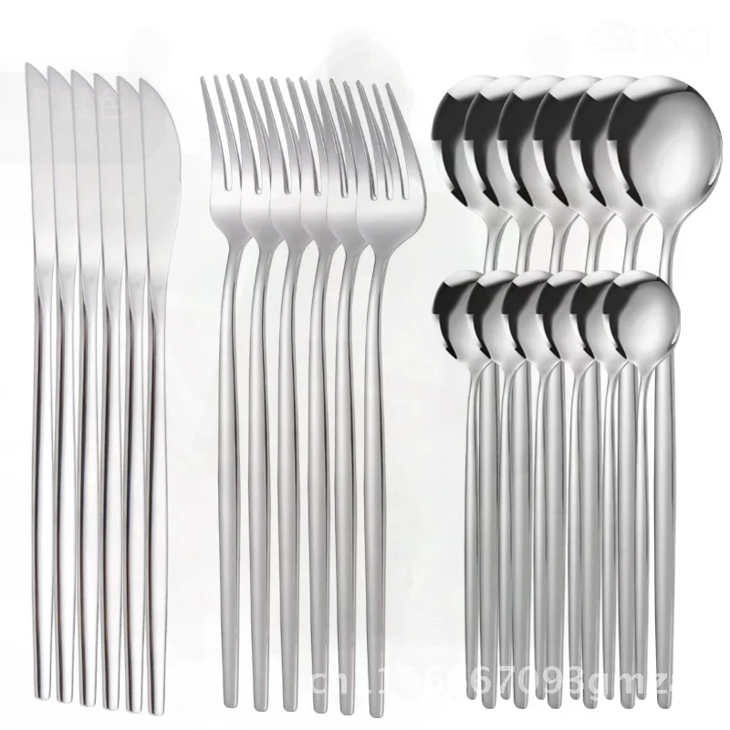 Portuguese 24-Piece Stainless Steel Tableware Set - Modern Minimalist Knife Fork Spoon Dining Set Premium Quality Silver Gold
Portuguese 24-Piece Stainless Steel Tableware Set - Modern Minimalist Knife Fork Spoon Dining Set Premium Quality Silver Gold
