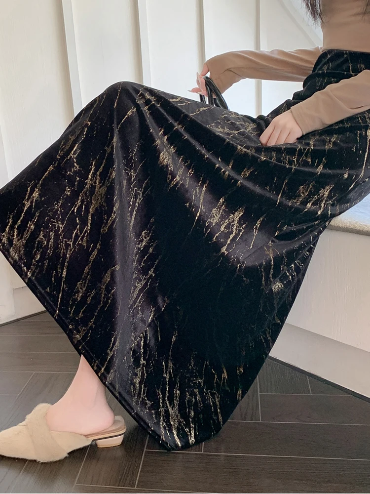 Elegant Noble Chic Stripes Black Skirts Women's Clothing A-line Hip Elastic High Waist Fashion New Long Skirt Office Lady Style
Elegant Noble Chic Stripes Black Skirts Women's Clothing A-line Hip Elastic High Waist Fashion New Long Skirt Office Lady Style