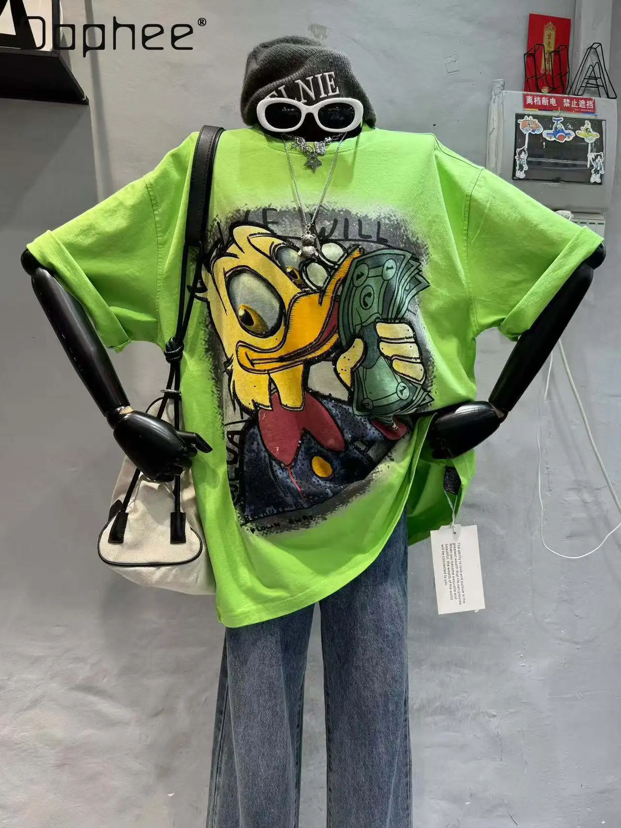 European Loose Big Version Top 2025 Spring and Summer New Heavy Industry Sequins Cartoon Duck Short Sleeve T-shirt Women
European Loose Big Version Top 2025 Spring and Summer New Heavy Industry Sequins Cartoon Duck Short Sleeve T-shirt Women