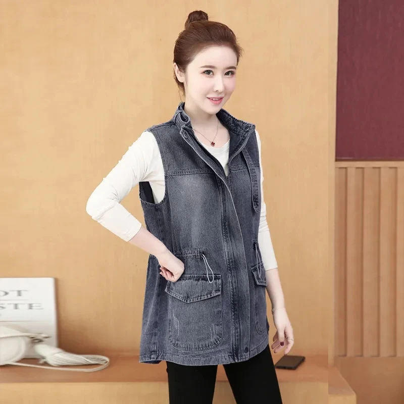 Lace Up Oversize Denim Vest Women Korean Fashion Stand Collar Loose Waistcoat Blue/Black Vest Sleeveless Jean Jacket Lady
Lace Up Oversize Denim Vest Women Korean Fashion Stand Collar Loose Waistcoat Blue/Black Vest Sleeveless Jean Jacket Lady