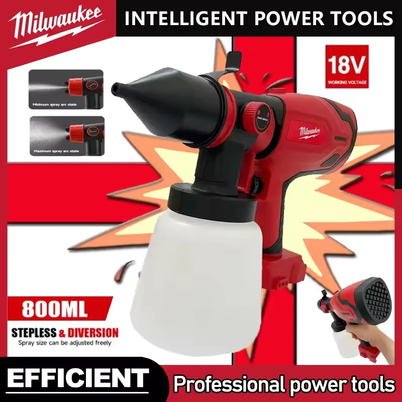 100%original Milwaukee 800ML Cordless Electric Spray Gun High Power Paint Sprayer Portable Auto Furniture Steel Coating Airbrush
100%original Milwaukee 800ML Cordless Electric Spray Gun High Power Paint Sprayer Portable Auto Furniture Steel Coating Airbrush
