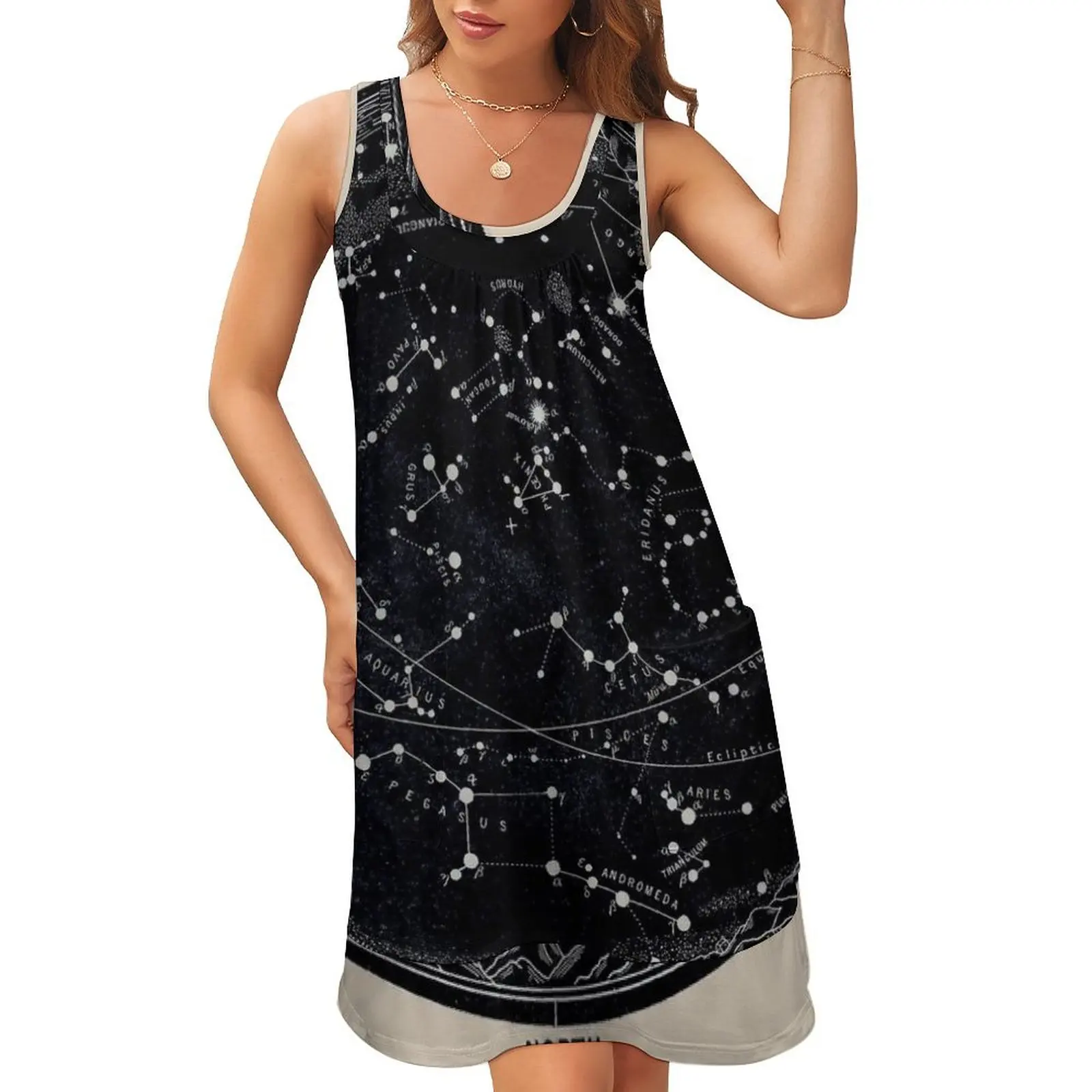 CONSTELLATION : Vintage 1963 Star Map Print Sleeveless U-Neck Fake Two Piece Dress Dresses Dress for girls
CONSTELLATION : Vintage 1963 Star Map Print Sleeveless U-Neck Fake Two Piece Dress Dresses Dress for girls