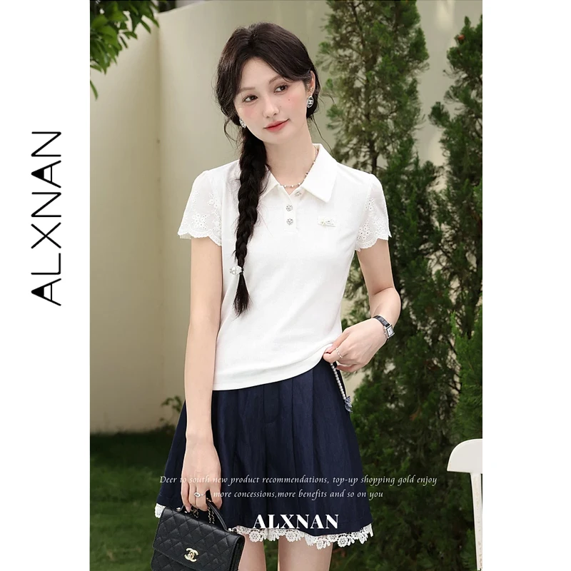 ALXNAN Women's Polo Collar T-shirt White Short Sleeve Top Summer 2026 Elegant Casual French Style Tees Ladies Clothing L65837
ALXNAN Women's Polo Collar T-shirt White Short Sleeve Top Summer 2026 Elegant Casual French Style Tees Ladies Clothing L65837