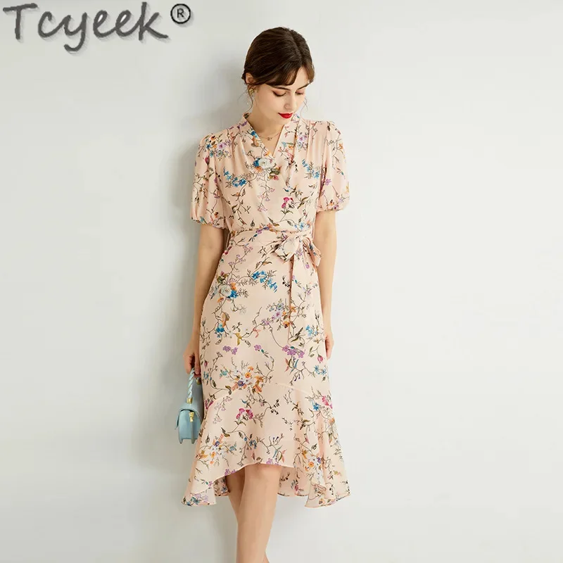 100% Tcyeek Real Mulberry Silk Women's 2024 Korean Midi Elegant es for Women Fashion Lantern Sleeve Dress
100% Tcyeek Real Mulberry Silk Women's 2024 Korean Midi Elegant es for Women Fashion Lantern Sleeve Dress