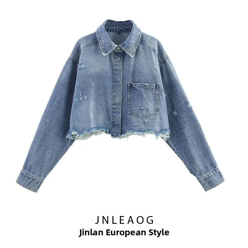 JNLEAOG Women's Short Denim Shirt Jacket Autumn New Style Decorative Wind European Style Long Sleeve Collar Button Closure
JNLEAOG Women's Short Denim Shirt Jacket Autumn New Style Decorative Wind European Style Long Sleeve Collar Button Closure