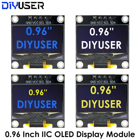 DIYUSER 0.96 inch oled IIC Serial White OLED Display Module 128X64 I2C SSD1306 12864 LCD Screen Board for Arduino
