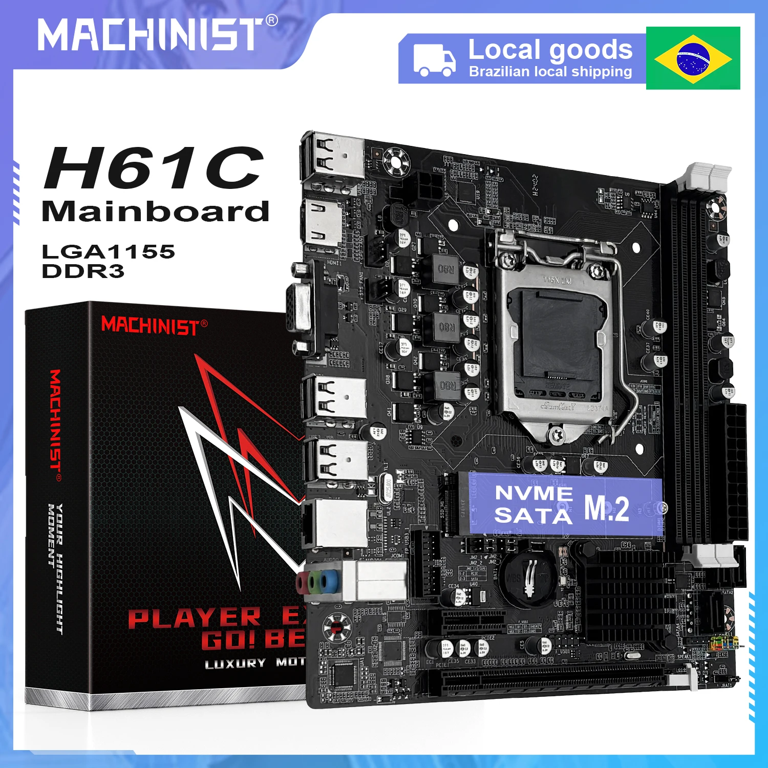 Материнская плата MACHINIST H61 LGA 1155, DDR3, настольная оперативная память, совместимая с процессорами Intel Core, 2-го и 3-го поколения, поддерживает M.2 NVME
Материнская плата MACHINIST H61 LGA 1155, DDR3, настольная оперативная память, совместимая с процессорами Intel Core, 2-го и 3-го поколения, поддерживает M.2 NVME
