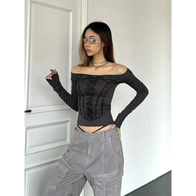 Y2K Vintage Off Shoulder Top Skeleton Print Gothic Slim Fit American Retro Long Sleeve Top Women Casual Streetwear Summer 2026
Y2K Vintage Off Shoulder Top Skeleton Print Gothic Slim Fit American Retro Long Sleeve Top Women Casual Streetwear Summer 2026