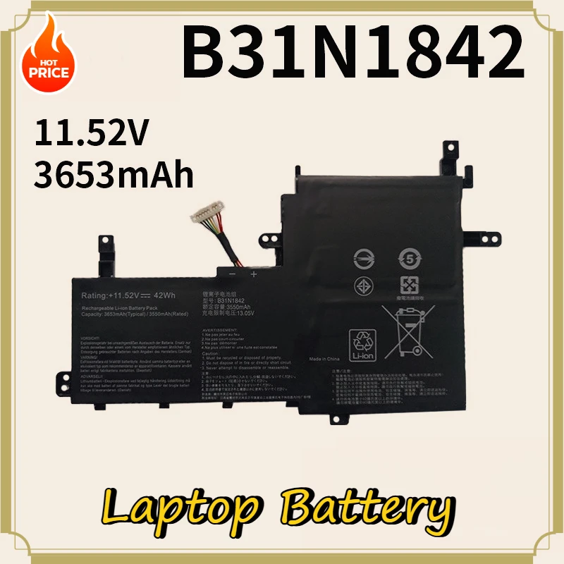 High Quality Laptop Battery B31N1842 3653mAh 11.52V for ASUS VivoBook 15 M513IA S513EA S531F F513EA K513E KM513UA S533UA X513EA
High Quality Laptop Battery B31N1842 3653mAh 11.52V for ASUS VivoBook 15 M513IA S513EA S531F F513EA K513E KM513UA S533UA X513EA