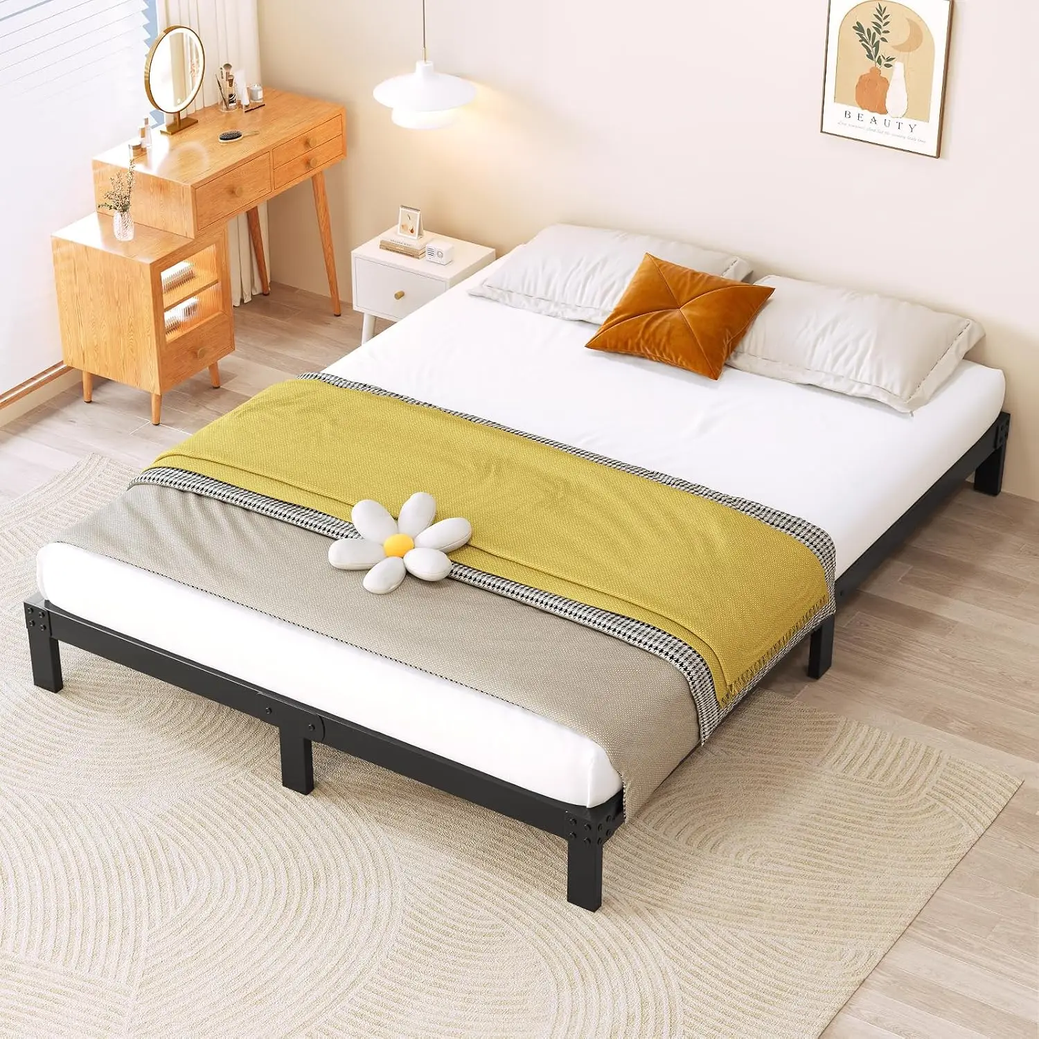 4 Inch Queen Bed Frame Heavy Duty Low Profile Metal Platform No Box Spring Needed with Steel Slat Support,Easy Assembly,
4 Inch Queen Bed Frame Heavy Duty Low Profile Metal Platform No Box Spring Needed with Steel Slat Support,Easy Assembly,