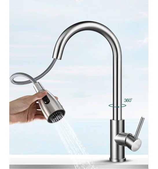 Modern Steel Single Handle 360 Degree Rotating Kitchen Sink Tap Desk Mounted Kitchen Faucets With Pull Down Sprayer
Modern Steel Single Handle 360 Degree Rotating Kitchen Sink Tap Desk Mounted Kitchen Faucets With Pull Down Sprayer