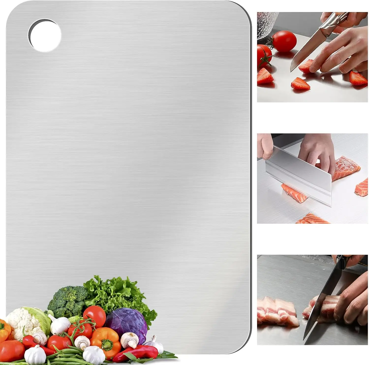 Titanium Cutting Board, Stainless Steel Cutting Boards for Kitchen, Double Sided Food-Grade Board for Vegetables and Meat (11.8 x 7.87 inch)
Titanium Cutting Board, Stainless Steel Cutting Boards for Kitchen, Double Sided Food-Grade Board for Vegetables and Meat (11.8 x 7.87 inch)