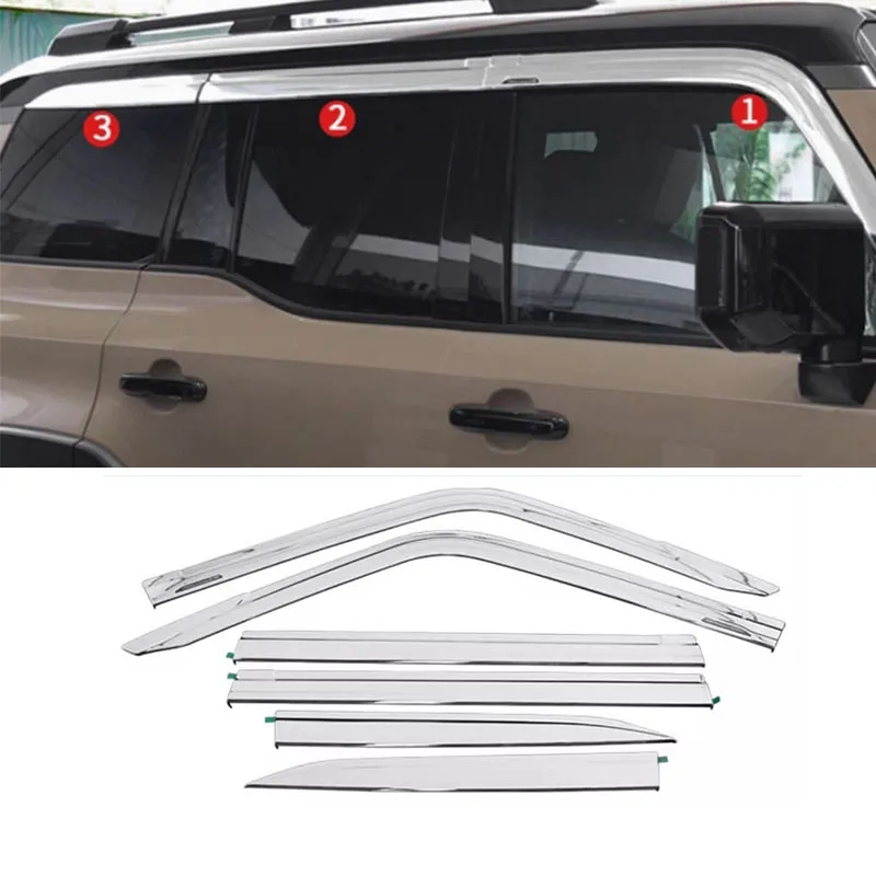 car accessories For Toyota Land Cruiser Prado LC250 2024 2025 2026 black silvery Window Visor Vent Shades Sun Rain 6PCS
car accessories For Toyota Land Cruiser Prado LC250 2024 2025 2026 black silvery Window Visor Vent Shades Sun Rain 6PCS