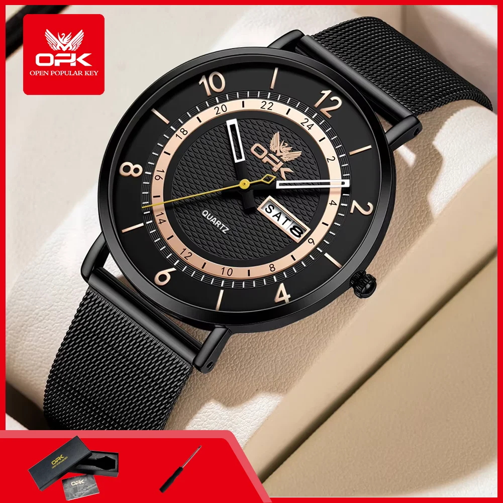 OPK 6035 Man Watch Original Mesh Steel Strap/Leather Strap Fashion Casual 30M Waterproof Dual Calendar Men's Quartz Wristwatches
OPK 6035 Man Watch Original Mesh Steel Strap/Leather Strap Fashion Casual 30M Waterproof Dual Calendar Men's Quartz Wristwatches
